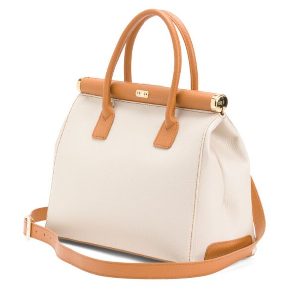 GAVE LUX Made In Italy Leather Ladylike Top Frame Satchel - Picture 3 of 4